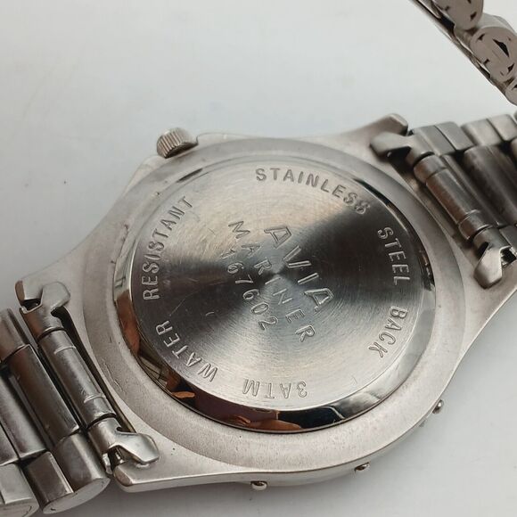 AVIA MARINER Watch QUARTZ BLACK DIAL 167602 JAPAN MEN\'S New Battery Vtg main image 2